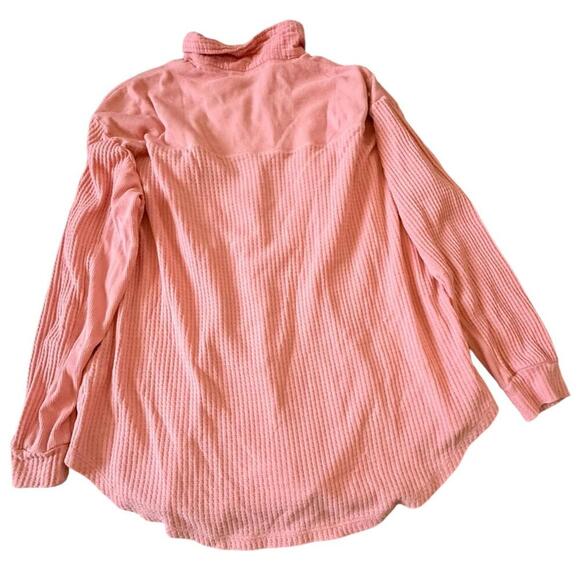 SO Pink Ribbed Button-Up Shirt - Size M - Picture 2 of 6